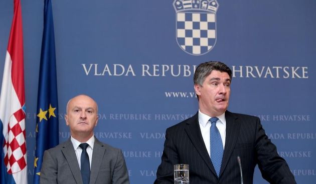 Predsjednik Vlade Republike Hrvatske Zoran Milanovic odrzao je u Banskim dvorima izvanrednu konferenciju za medije o prosvjedu branitelja na Trgu sv. Marka. Photo: Patrik Macek/PIXSELL