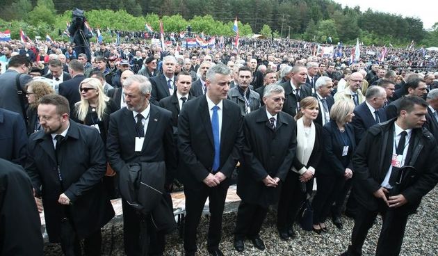 Komemoracija na Bleiburskome polju povodom 71. godisnjice Bleiburske tragedije. Ivan Tepes, Ante Sanader, Tomisalv Karamarko, Zeljko Reiner. Photo: Sanjin Strukic/PIXSELL Autor  Sanjin Strukic/PIXSELL Ključne riječi  obljetnica, komemoracija, spomen, god