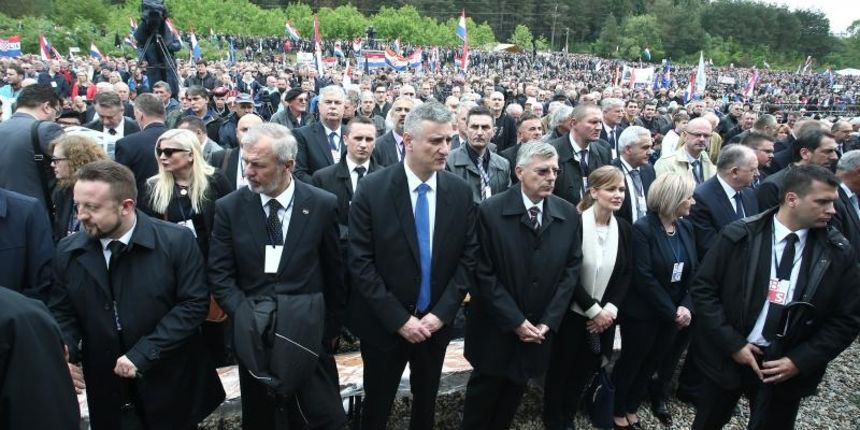 Komemoracija na Bleiburskome polju povodom 71. godisnjice Bleiburske tragedije. Ivan Tepes, Ante Sanader, Tomisalv Karamarko, Zeljko Reiner. Photo: Sanjin Strukic/PIXSELL Autor Sanjin Strukic/PIXSELL Ključne riječi obljetnica, komemoracija, spomen, god Komemoracija na Bleiburskome polju povodom 71. godisnjice Bleiburske tragedije. Ivan Tepes, Ante Sanader, Tomisalv Karamarko, Zeljko Reiner. Photo: Sanjin Strukic/PIXSELL Autor Sanjin Strukic/PIXSELL Ključne riječi obljetnica, komemoracija, spomen, god