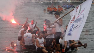 Ploce, 140810
13. Maraton ladja na Neretvi od Metkovica do Ploca.
Na slici cilj maratona u Plocama, pobjednici Gusar iz Komina prolaze kroz cilj
Foto: Ivo Ravlic / CROPIX