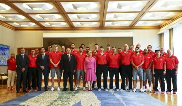 04.09.2015., Velika Gorica – Hrvatska kosarkaska reprezentacija na prijemu kod predsjednice RH Kolinde Grabar Kitarovic. Photo: Slavko Midzor/PIXSELL