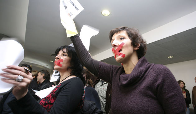 Prosvjed novinara HRT-a na Prisavlju (foto: CROPIX)