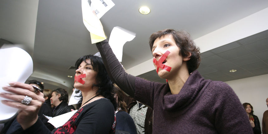 Prosvjed novinara HRT-a na Prisavlju (foto: CROPIX)