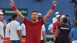 Slavlje hrvatskih tenisača nakon pobjede nad SAD-om Slavlje hrvatskih tenisača nakon pobjede nad SAD-om