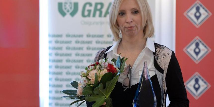 Zagreb – Dodjela nagrada Hrvatskog zbora sportskih novinara laureatima za 2013. u Hrvatskom novinarskom drustvu. Romana Eibl, nagrada za novinara godine. Photo: Marko Lukunic/PIXSELL