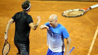 Agassi, Ferrero i Ivanišević odigrali egizibiciju u Umagu. Photo: Slavko Midzor/PIXSELL Agassi, Ferrero i Ivanišević odigrali egizibiciju u Umagu. Photo: Slavko Midzor/PIXSELL