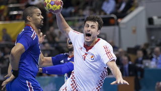 Zaragoza, Spanjolska, 230113.
Gradska dvorana Principe Felipe.
Svjetsko prvenstvo u rukometu za muskarce Spanjolska 2013.
Utakmica cetvrtfinala izmedju reprezentacija Hrvatske i Francuske.
Na fotografiji: Domagoj Duvnjak.
Foto: Ante Cizmic / CROPIX