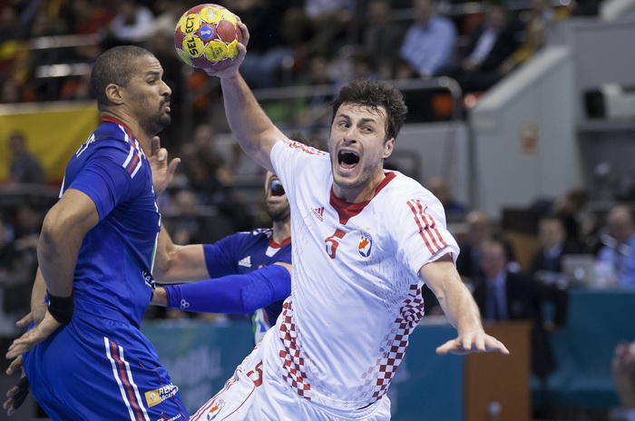 Zaragoza, Spanjolska, 230113.
Gradska dvorana Principe Felipe.
Svjetsko prvenstvo u rukometu za muskarce Spanjolska 2013.
Utakmica cetvrtfinala izmedju reprezentacija Hrvatske i Francuske.
Na fotografiji: Domagoj Duvnjak.
Foto: Ante Cizmic / CROPIX