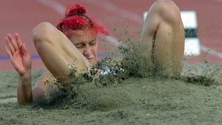 Zagreb, 130911.
IAAF World Challenge Zagreb 2011, 
61. memorijal Borisa Hanzekovica na atletskom stadionu Mladost na Savi.
Na slici: Nina Kolaric, skok u dalj.
Foto: Srdjan Vrancic / CROPIX