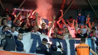 Intervencija policije na tribini s navijačima Zadra na utakmici Cibone i Zadra (80-71). Photo: Goran Stanzl/PIXSELL Intervencija policije na tribini s navijačima Zadra na utakmici Cibone i Zadra (80-71). Photo: Goran Stanzl/PIXSELL