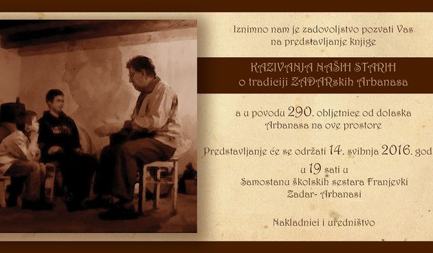 Kroničari Bernard Kotlar i Drago Marić predstavljaju knjigu “Kazivanja naših starih o tradiciji zadarskih Arbanasa”