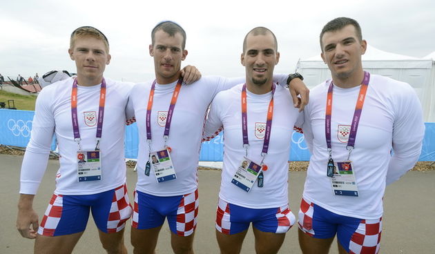 London, 010812.Jezero Eton Dorney.Hrvatski veslacki cetverac na parice David Sain, Damir Martin i braca Martin i Valent Sinkovic usli u finale sa najboljim vremenom te su veliki kandidati za osvajanje zlatne medalje na Olimpijskim Igrama u Londonu.Foto