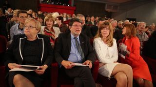 U zadarskom HNK odrzan je skup Kukuriku koalicije te predstavljeni kandidati za Europski parlament. Iako je bilo najavljeno, premijer Zoran Milanovic nije prisustvovao skupu zbog krize u Slavoniji uzrokovane poplavama. Photo: Filip Brala/PIXSELL