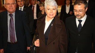 Zadar, 031111. 
Hotel Kolovare.
Predsjednica Vlade RH  Jadranka Kosor u drustvu svojih ministara Bozidara Kalmete, Petra Cobankovica, Jasena Mesica i Branka Bacica otvorila je 21. medjunarodnu manifestaciju vinogradara i vinara Sabatina 2011.
Na slici: za