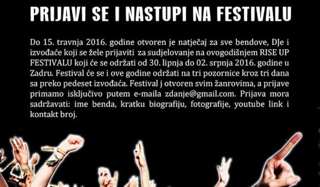 Prijavi se i nastupi na Rise Up Festivalu