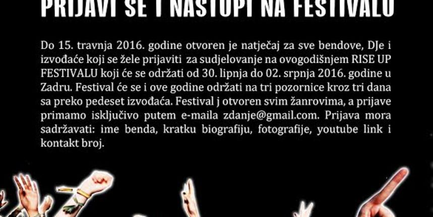 Prijavi se i nastupi na Rise Up Festivalu Prijavi se i nastupi na Rise Up Festivalu