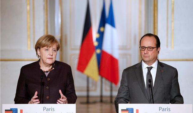 Merkel i Hollande, Foto: Hina