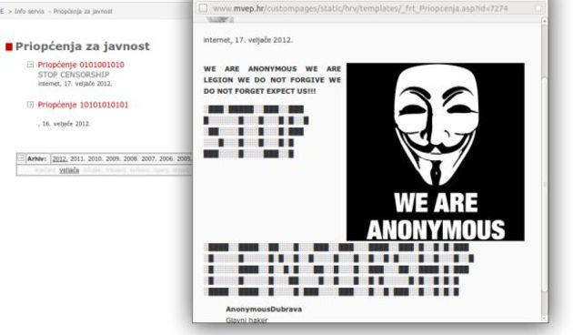 Annonymusi halirali Ministarstvo vanjskih poslova, screenshot