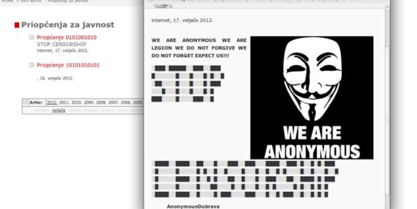 Annonymusi halirali Ministarstvo vanjskih poslova, screenshot
