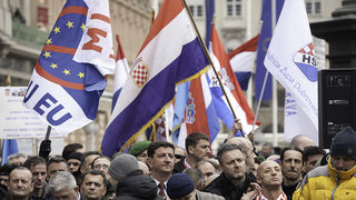 Zadarski branitelji na prosvjedu u Zagrebu 26. veljace 2011, Foto: Leo Banic Zadarski branitelji na prosvjedu u Zagrebu 26. veljace 2011, Foto: Leo Banic
