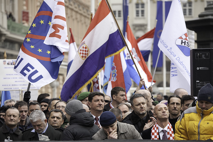 Zadarski branitelji na prosvjedu u Zagrebu 26. veljace 2011, Foto: Leo Banic Zadarski branitelji na prosvjedu u Zagrebu 26. veljace 2011, Foto: Leo Banic