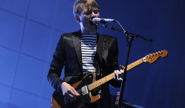 Zagreb, 240609.
Prva vecer T-mobile IN Music Festivala koji se odrzava na Jarunu na dvije pozornice. Kao zvijezde prve veceri nastupili su Lilly Allen, Kraftwerk, Franz Ferdinand na T-mobile stageu i Rokia Traore na Nokia stageu. 
Na fotografiji:  Franc F