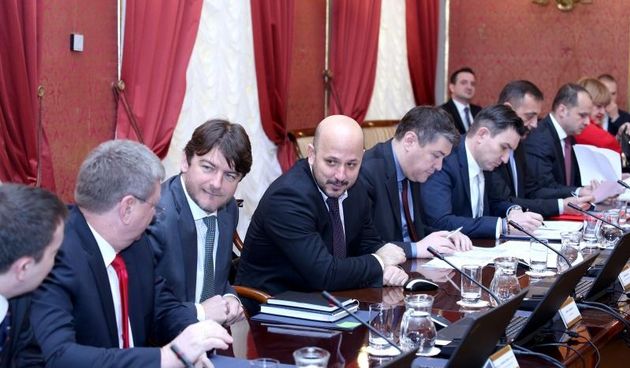 Redovita sjednica Vlade RH u Banskim dvorima. Mirando Mrsic, Darko Lorencin, Gordan Maras, Boris Lalovac. Photo: Patrik Macek/PIXSELL Autor  Patrik Macek/PIXSELL Ključne riječi  Gordan Maras, Boris Lalovac, Banski dvori, Darko Lorencin, Vlada RH, sjednica