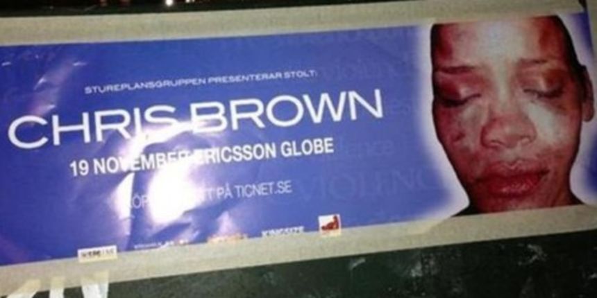 Pretučena Rihanna osvanula na plakatima Chrisa Browna, foto: Twitter
