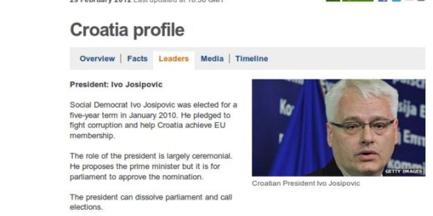 BBC na fotografiji iza Josipovića maknuo srpsku zastavu, foto: Screenshot BBC BBC na fotografiji iza Josipovića maknuo srpsku zastavu, foto: Screenshot BBC