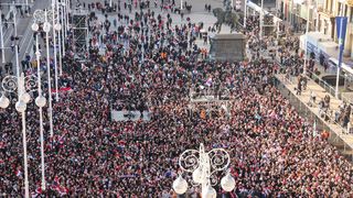 Panorama svečanog dočeka hrvatske rukometne reprezentacije u Zagrebu
