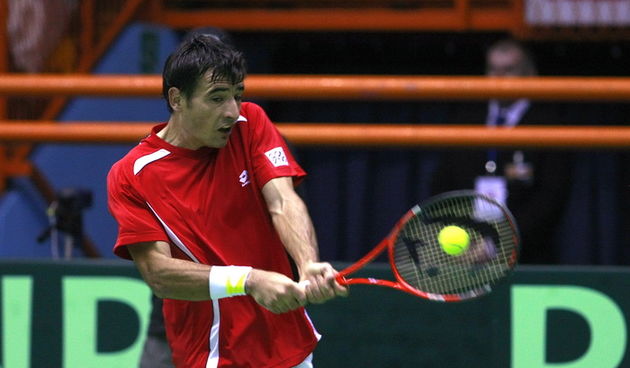 Zagreb,040311.Dom sportovaTenis Davis Cup, mec Ivan Dodig – Philipp KohlschreiberNa fotografiji: Ivan Dodig Foto: Ranko Suvar / CROPIX