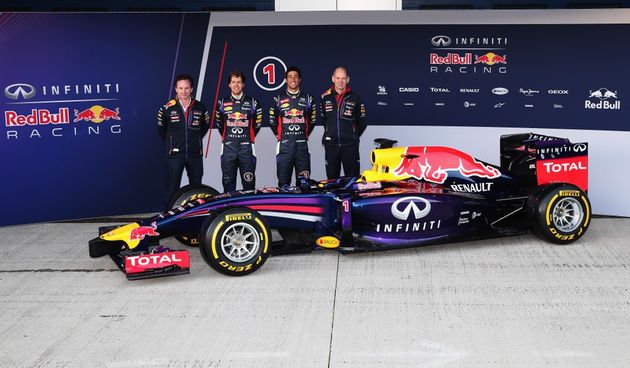 as Infiniti Red Bull Racing launch their new RB10 Formula One car at the Circuito de Jerez on January 28, 2014 in Jerez de la Frontera, Spain.