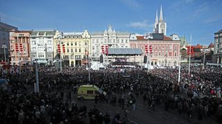 Brončani kauboji svečano dočekani na Trgu bana Josipa Jelačića. Foto: Goran Stanzl/PIXSELL