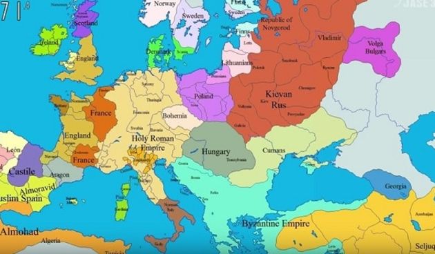 Europa – promjena granica. Screenshot Youtube