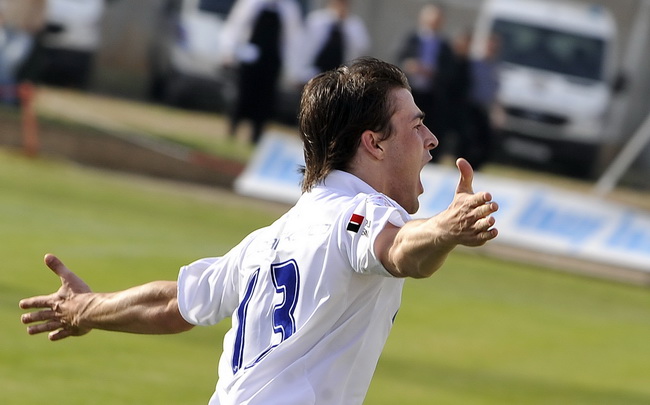 Sibenik, 050510.
Stadion Subicevac, Sibenik.
Druga utakmica finala Hrvatskog nogometnog Kupa.
Sibenik – Hajduk.
Ante Vukusic strijelac za 1:0.
Foto: Josko Ponos / CROPIX