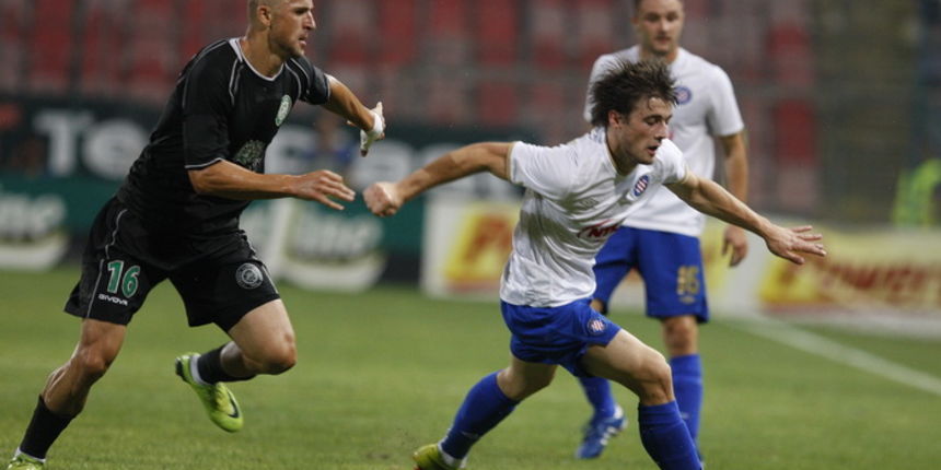 Bukurest, 260810.
Gradski stadion.
Uzvratna utakmica cetvrtog kola kvalifikacija za Europsku ligu izmedju Uniree i Hajduka.
Na fotografiji: Ante Vukusic.
Foto: Ante Cizmic / CROPIX