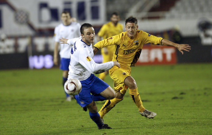 Split 011210. 
Stadion HNK Hajduka u Poljudu    
 UEFA Europska liga utakmica HNK Hajduk – FC AEK .
Na fotografiji:  Goran Jozinovic.
Foto: Vladimir Dugandzic / CROPIX