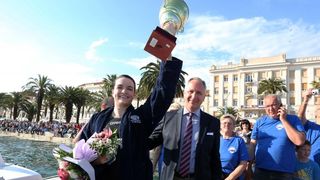 Dina Levačić otplivala humanitarni maraton između Trogira i Splita za Udrugu Anđeli. Foto: Miranda Cikotić/PIXSELL Dina Levačić otplivala humanitarni maraton između Trogira i Splita za Udrugu Anđeli. Foto: Miranda Cikotić/PIXSELL