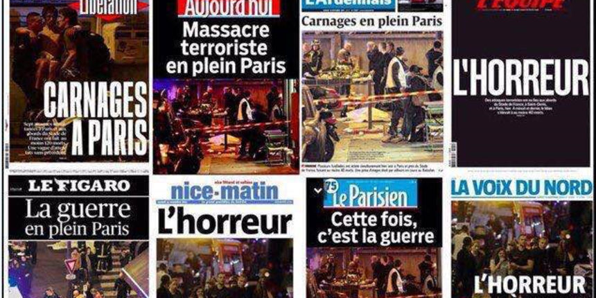 Naslovnice svjetskih medija o terorističkom napadu na Pariz, foto: twitter