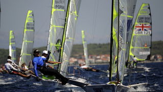 Zadar, 310809.
Europsko prvenstvo u jedrenju za klasu 49er 2009.
Danas je prvi dan regularnog natjecanja za jedrilicare u klasi 49er koje se odrzava od 29og kolovoza do 5og rujna u organizaciji JK Uskok.
Na slici: detalj s regate 49er. Ruska posada Pavel Zadar, 310809.
Europsko prvenstvo u jedrenju za klasu 49er 2009.
Danas je prvi dan regularnog natjecanja za jedrilicare u klasi 49er koje se odrzava od 29og kolovoza do 5og rujna u organizaciji JK Uskok.
Na slici: detalj s regate 49er. Ruska posada Pavel