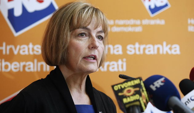 Zagreb, 241012.
Kneza Mislava, sjediste HNS-a.
Press konferencija Vesne Pusic o aktualnoj aferi prisluskivanja.
Foto: Goran Mehkek / CROPIX
