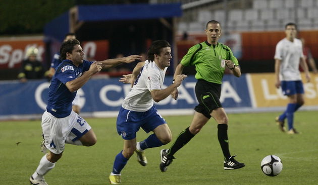 Split, 110910.  Stadion, Poljud. Nogometna utakmica, 7. kolo prve HNL,  Hajduk – Dinamo. Na fotografiji: Ante Vukusic. Foto: Vladimir Dugandzic / CROPIX