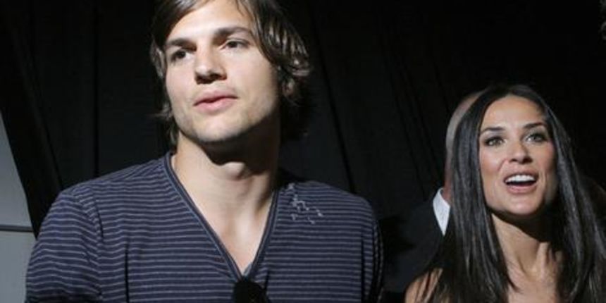 Ashton Kutcher and Demi Moore attend the Diesel show.