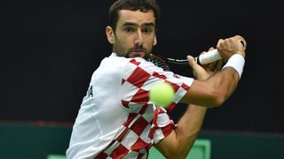 Polufinale Davis Cupa, Hrvatska – Francuska, 2. meč, Marin Čilić – Lucas Pouille. Photo: Hrvoje Jelavić/PIXSELL Polufinale Davis Cupa, Hrvatska – Francuska, 2. meč, Marin Čilić – Lucas Pouille. Photo: Hrvoje Jelavić/PIXSELL