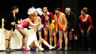 Zadar, 28.01.2013. snimio: Nenad Marčev 
HNK Šibenik 
Drama 
Bertolt Brecht: 
Pir malograđana 
redatelj: Dražen Ferenčina 
igraju: Žarko Potočnjak, Janko Popović – Volarić 
Helena Minić , Robert Ugrina, Vinko Štefanac 
Oriana Kunčić, Franka