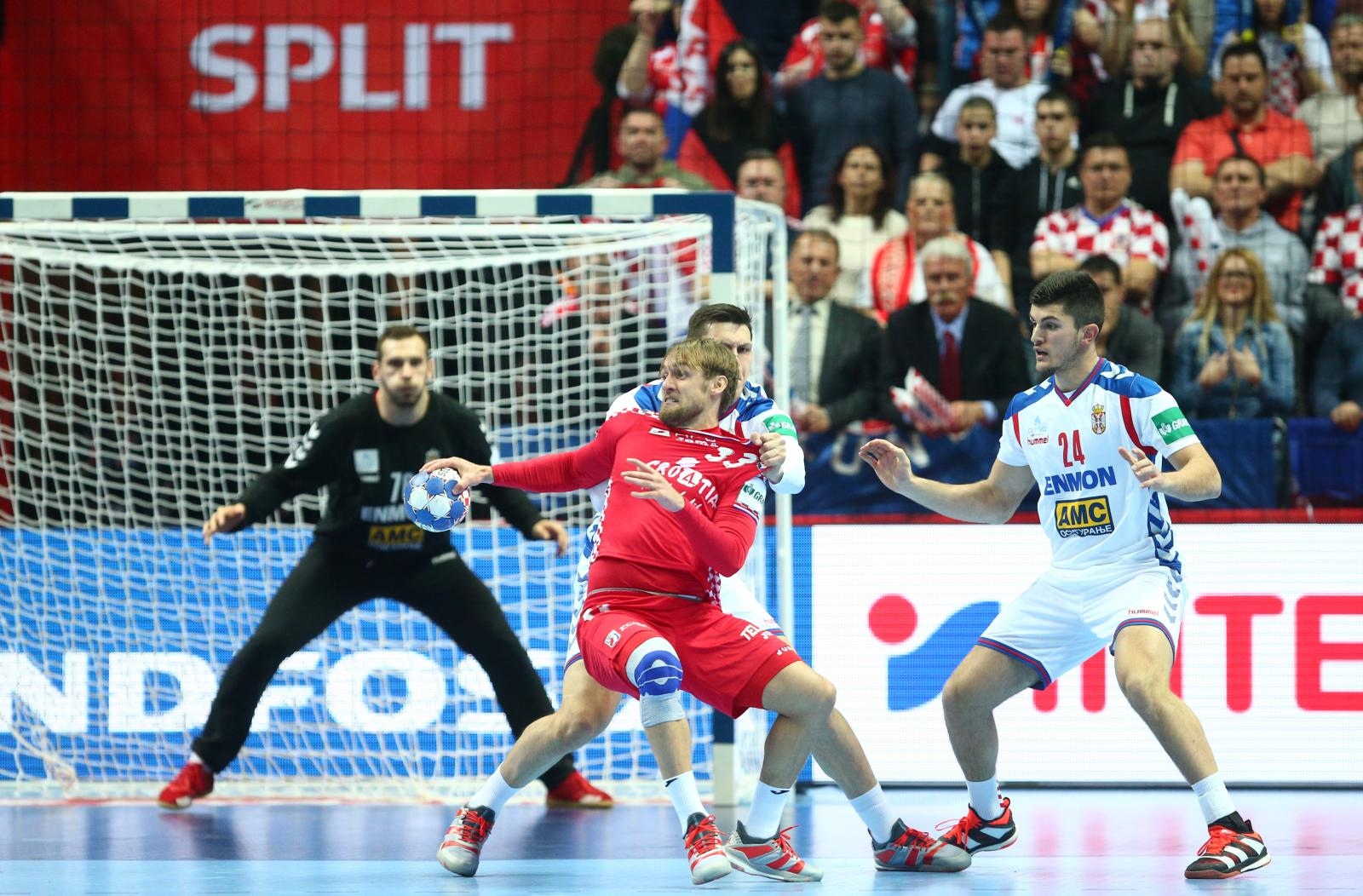 Spaladium Arena, Split – Europsko rukometno prvenstvo, skupina A, 1. kolo, Hrvatska – Srbija. Spaladium Arena, Split – Europsko rukometno prvenstvo, skupina A, 1. kolo, Hrvatska – Srbija.