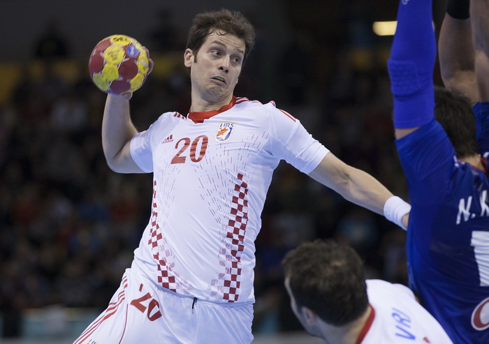 Zaragoza, Spanjolska, 230113.
Gradska dvorana Principe Felipe.
Svjetsko prvenstvo u rukometu za muskarce Spanjolska 2013.
Utakmica cetvrtfinala izmedju reprezentacija Hrvatske i Francuske.
Na fotografiji: Damir Bicanic.
Foto: Ante Cizmic / CROPIX