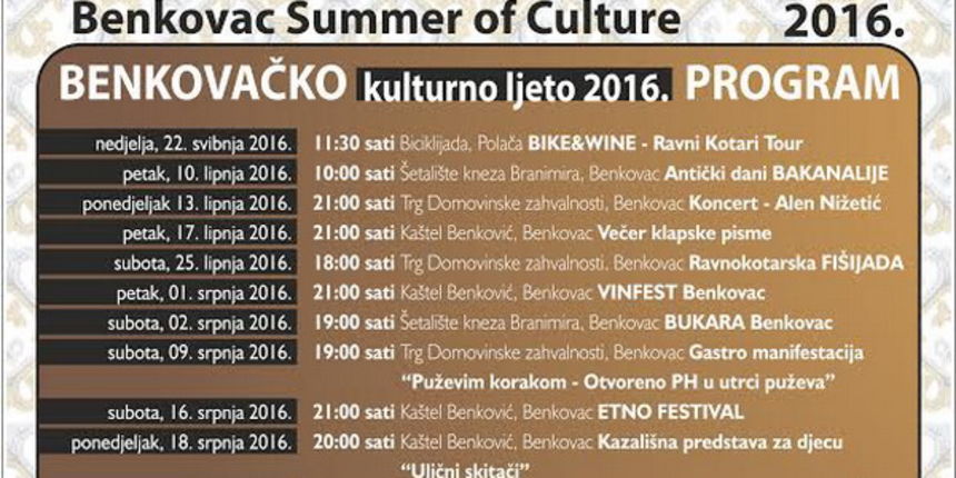 Benkovačko kulturno ljeto 2016. Benkovačko kulturno ljeto 2016.