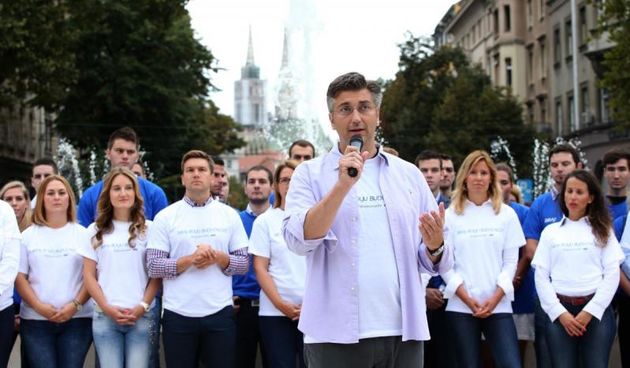 Na Trgu zrtava fasizma HDZ je predstavio program za mlade Biraj bolju buducnost. Predsjednik HDZ-a Andrej Plenkovic Photo: Robert Anic/PIXSELL