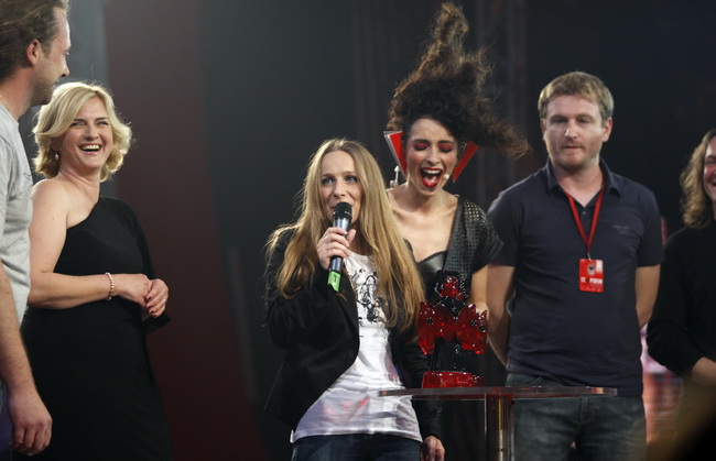 Biograd na moru, 150510 Cetvrta i posljednja vecer Porina u Biogradu na moru.  Na slici: Grupa Nola, dobitnici Porina. Foto: Jure Miskovic / CROPIX